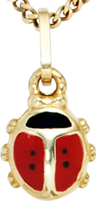 Produktbild von JOBO Kinder Anhänger Marienkäfer 333 Gold Gelbgold mit rot-schwarzer Lackeinlage