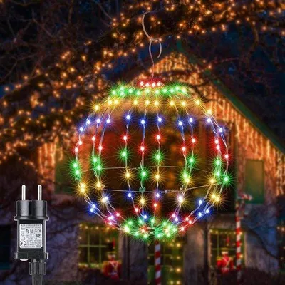 Image de Lampe d'extérieur suspendue en métal de 30 cm, 120 LED, minuterie