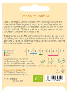 Artikelbild 3 von 'BIO Mexikanische Sonnenblume' aus der Kategorie Sonnenblumensamen