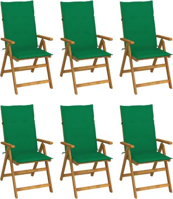 Image de Chaises pliables de jardin lot de 6 avec coussins Bois d'acacia