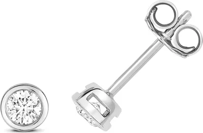 Productafbeelding van Oorbellen voor dames, witgoud 750/1000, met een briljant van 0.25 karaat, kleur H, zuiverheid SI2, afmetingen 5mm x 5mm; artikelnummer TRS3467318KW