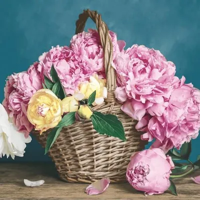 Produktbild von 20 Servietten Peony Basket - Rosa Pfingstrosen im Korb 33x33cm