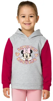 Produktbild von Disney Minnie Mouse Hoodie für Mädchen - Limited Edition Kinder Kapuzenpullover Pullover mit Kapuze Sweatshirt Grau Rot 110-116
