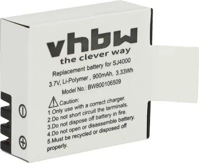 Produktbild von vhbw Akku kompatibel mit Akaso Brave V50X, 4, 4 Pro, 6 Plus, 6 Videokamera Camcorder (900 mAh, 3,7 V, Li-Polymer)