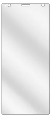A clear, minimalist product image of a screen protector for a smartphone.