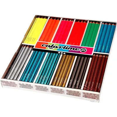 Produktbild von Colortime Buntstifte, L: 17,45 cm, Mine 4 mm, Metallicfarben, Neonfarben, 144 Stück 1 Box