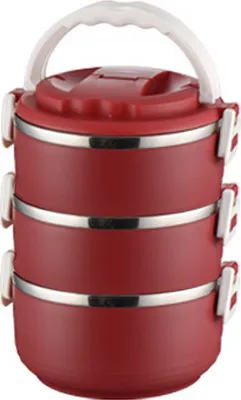 Produktbild von 800/1600/2400 ml große Kapazität Bento-Boxen mit Leckdosen aus rostfreiem Stahl im Haushalt isolierte Lunchboxen für Picknick-RotGröße:3 Layer