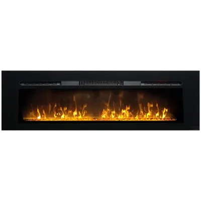 Obrázek produktu pro Moderní elektrické krby ElectricSun Paula Glass velké, černé, nástěnný, podlahový nebo vestavný, se zvukem, s aplikací, 10 barev plamene, š183xv45cm