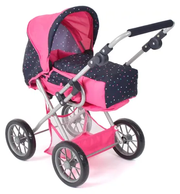 Produktbild von Bayer Chic 2000 Kombi-Puppenwagen Leni 3in1 | Kinderwagen mit Tragetasche, Buggy & Sportwagen | Höhenverstellbar 43-67 cm, ab 3 Jahren, Konfetti pink