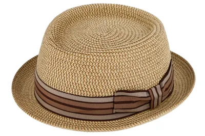 Fiebig Rollbarer Pork Pie mit gestreifter Garnitur in beige