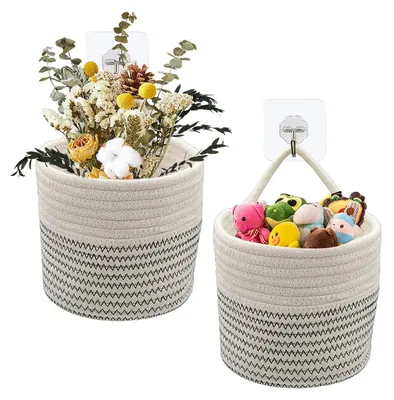 Image de Solidchoice - Lot de 2 paniers suspendus en coton pour plantes