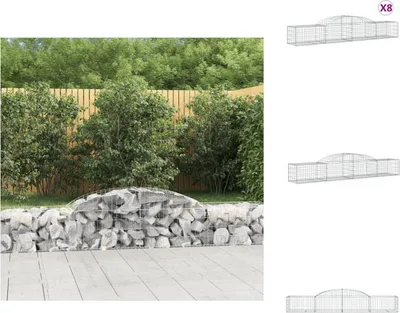 Produktbild von vidaXL Gabionen mit Hochbogen 8 Stk. 300x50x40/60 cm Verzinktes Eisen -  Blumentöpfe & Pflanzgefäße