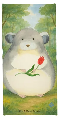 Produktbild von Mr. & Mrs. Panda Handtuch Chinchilla Blume Design - Gelb Pastell - Geschenk, Liebeskummer, Lustige Sprüche, Reisehandtuch, Chaos, Badehandtuch, Strandtuch, Badhandtuch