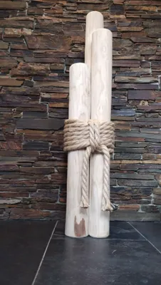 Produktbild von Maritime Windlichtsäule XXL  115 cm aus Edelkastanienholz im Küsten-Look