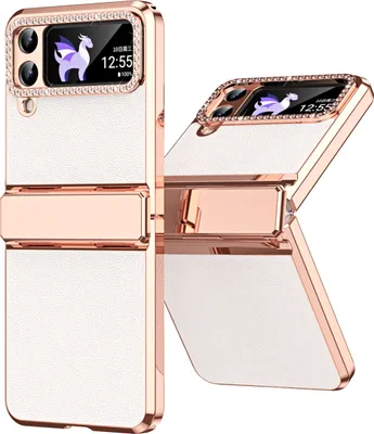 Immagine prodotto di Custodia per Samsung Galaxy Z Flip 4 5G Cover lucida e placcata diamante con protezione della cerniera Bianco