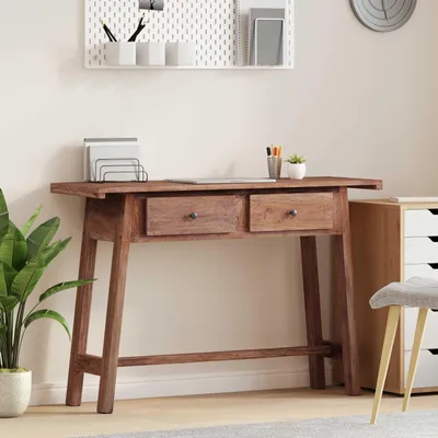 Image de Bureau exclusif - Bois massif d'acajou, couleur marron, dimensions : 110 x 30 x 79 cm