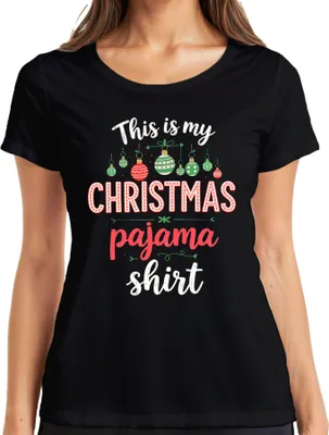 Produktbild von This is my CHRISTMAS pajama shirt Weihnachten Pyjama Geschenk Damen T-Shirt, Schwarz, XL