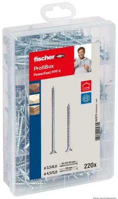 Produktbild von Fischer 562279, Schraubensatz, Verzinkter Stahl, Holz, Zink, Senkkopf, Pozidriv