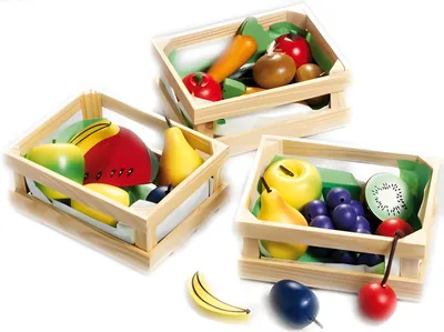 Obrázok produktu pre Drevený košík s ovocím a zeleninou, cca 13,5x10x6cm