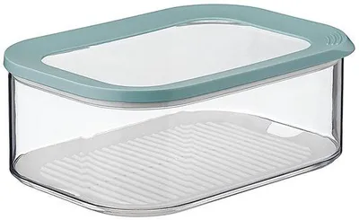 Imagen del producto de Ibenzoa® - Contenedor hermético para queso, 2000 ml - Transparente, apilable, con anillo de sellado verde, apto para alimentos y apto para lavavajillas