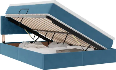 Obrázok produktu pre vidaXL Úložný priestor s čelom postele Tmavomodrá 140 x 200 cm Zamat
