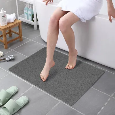 Produktbild von Duschmatte rutschfest 80x60cm PVC-Luffa Grau Schnelltrocknend Zuschneidbar