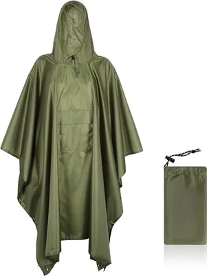 Produktbild von Famanu Outdoor Trekking Regenponcho Wasserdichtes multifunktionales Regencape - Schwarz