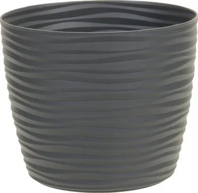 Produktbild von Übertopf Kunststoff Wellen rund 3D-Effekt 5 Farben 2 Größen Pflanztopf Blumen anthrazit Ø 13cm