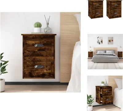 Obrázok produktu pre vidaXL Nástenné nočné stolíky 2 ks. Údený dub 41,5x36x53 cm - Nočné stolíky