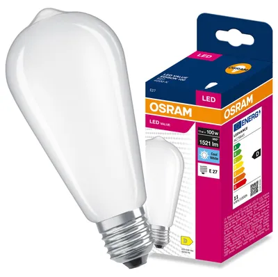 Obrázok produktu pre LED žiarovka E27, tvar žiarovky: žiarovka, 11W = 100W, 1521 lm, 4000K (neutrálna biela), uhol svietenia 300°, séria VALUE, výrobca Osram, Obrázok generovaný UI