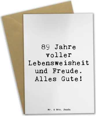 Produktbild von Mr. & Mrs. Panda Grußkarte Spruch 89. Geburtstag Freude - Weiß - Geschenk, liebevolle Worte, osterkarte, Geburtstagsgeschenk, Lebensweisheit, glückwunschkarten, 89 Jahre