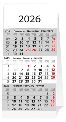 Produktbild von 2026 ADINA ws 3-Monatskalender Aufstellkalender für den Schreibtisch