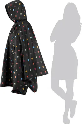 Produktbild von reisenthel mini maxi poncho, regenjacke, regencape, regenumhang, faltbar, einheitsgröße, dots / schwarz mit punkten, AN7009
