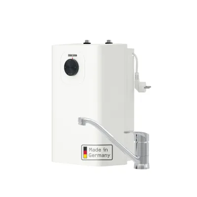 Immagine prodotto di STIEBEL ELTRON piccolo cilindro SNU 5 Plus con rubinetto da cucina MAE-K, molto compatto, antigoccia, funzione termostatica, boiler sottolavello 5 litri a bassa pressione