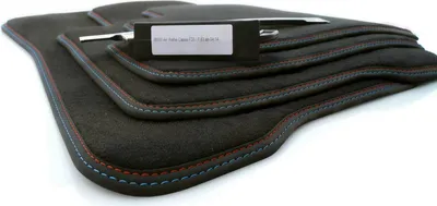 Produktbild von NEU Fußmatte passend BMW 4er F33 F83 M4 Velours Automatte Doppelnaht Rot Blau 4x