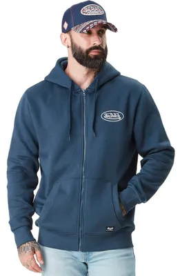 Immagine prodotto di Felpa con cappuccio e zip, in pile, colore blu navy, taglia XL