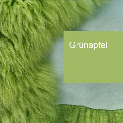 Produktbild von Öko Lammfell – Bunt gefärbt, weich, neu, Grünapfel 100-120cm lang