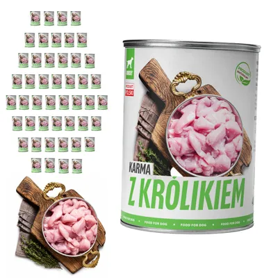 Produktbild von TufTuf | Nassfutter für Hunde Pastete Kaninchen - Hundefutter Dosen 48x400 g - getreidefrei - Vorratspack - 65% Fleischanteil