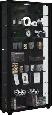 Produktbild von Vitrinenschrank Glas Sammler Vitrine Standvitrine Wohnzimmer Schrank schwarz