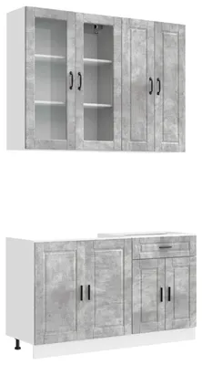 Produktbild von vidaXL Kücheneinheit PORTO 4 pcs Betongrau Holzwerkstoff