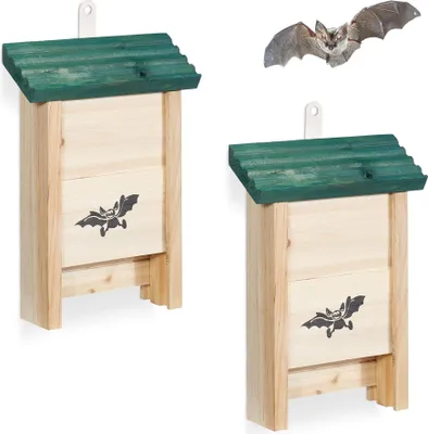 Produktbild von Fledermauskasten-Set, 2er-Pack, Holznistkästen mit Landebrett