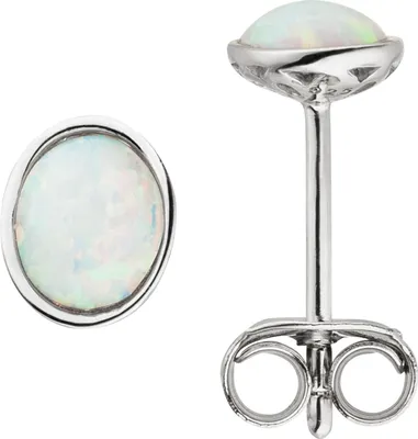 Produktbild von Ohrstecker 925 Sterling Silber 2 Opal-Imitationen oval