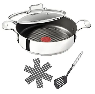 Produktbild von Tefal Servierpfanne Jamie Oliver E76 Servier Schmorpfanne mit Deckel 25cm Induktion St22, Edelstahl 18/10 (Pfanne, Bratpfannen Set, Pfannenset, Wok)