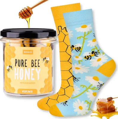 Produktbild von Lustige Damen-Baumwollsocken Gr. 35–40 HONIG von SOXO – Geschenke für Frauen
