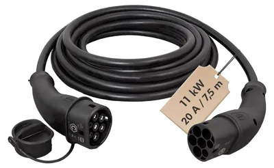Produktbild von LogiLink EVC0106, Schwarz, Typ 2, Typ 2, Schwarz, Abgewinkelt, Abgewinkelt