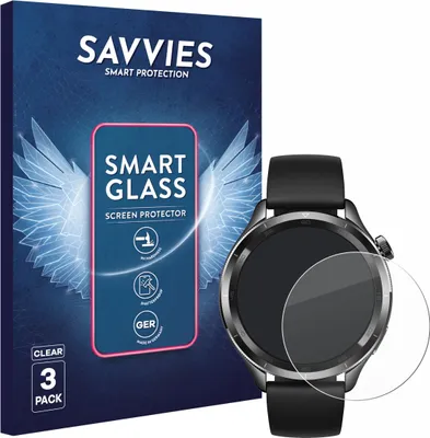Produktbild von 3x Savvies Schutzglas Folie für Xiaomi Watch S4 (47 mm) 9H Panzer Schutzfolie Glas Displayschutz klar transparent