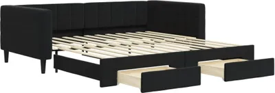 Produktbild von vidaXL Tagesbett Ausziehbar mit Schubladen Schwarz 100x200 cm Samt