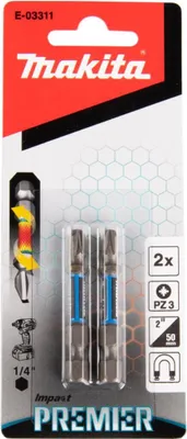 Immagine prodotto di Makita Impact Premier Bit PZ3 50 mm PZ3 - 50 mm - 1/4" - 2 pz.