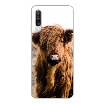 Produktbild von MuchoWow® Handyhülle Schutzhülle Hülle für Samsung Galaxy A70 Schottische Highlander - Landschaft - Kuh - Braun - Tiere - Natur Silikon Softcase Handy Hülle - Schutzhaube