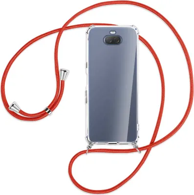 Produktbild von Handykette Backcover-Schutzhülle mit Band (Metall silberfarben) für Sony Xperia 10 - rot
